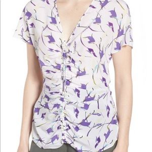 NWT Lewit Ruched Front Silk Blouse Size M